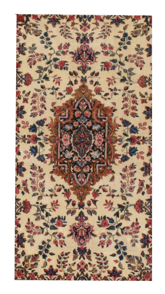 Ivory Persian Kerman Rug